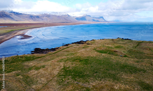 Aerial view of the beautiful landscape with the nature of Iceland