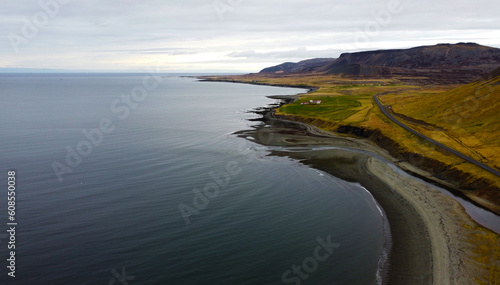 Aerial view of the beautiful landscape with the nature of Iceland