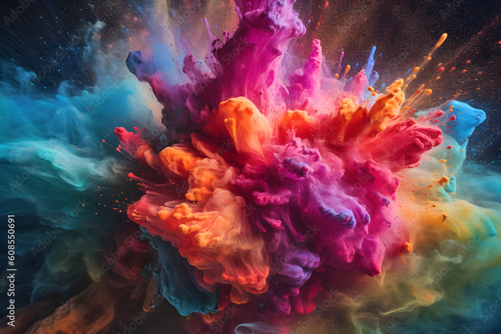 Colourful paint powder explosion