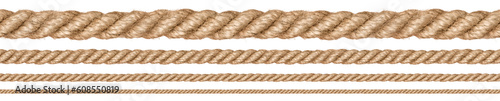 Set of various ropes string isolated. Png transparency