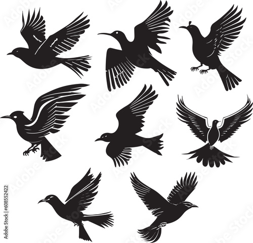 Black Bird Flying Symbol Vector 