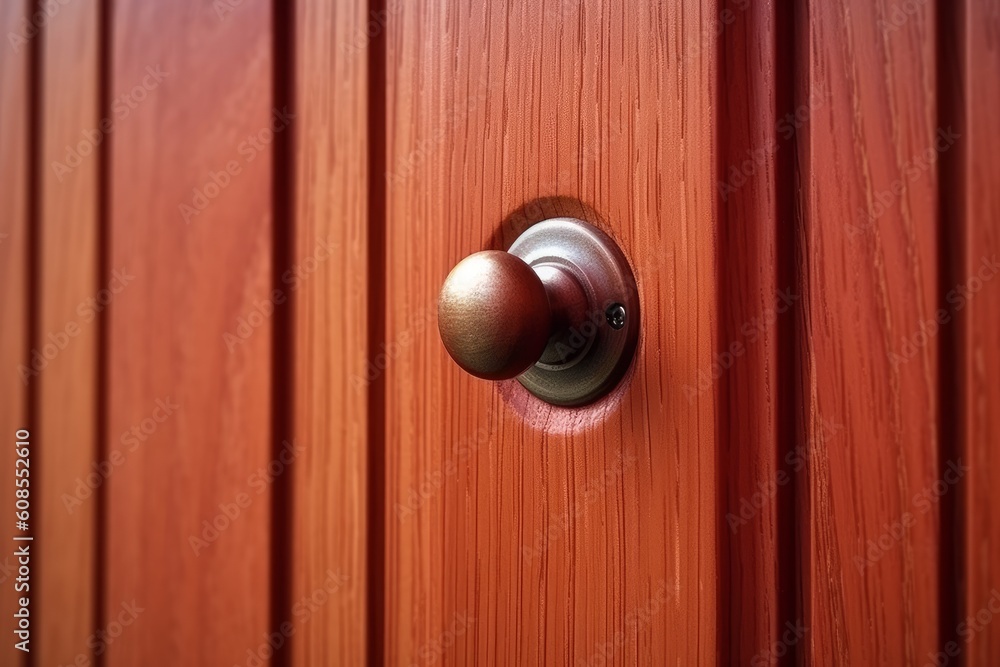 Closeup doorknob of wooden door between open or close. Generative AI Closeup doorknob of wooden door between open or close. Generative AI