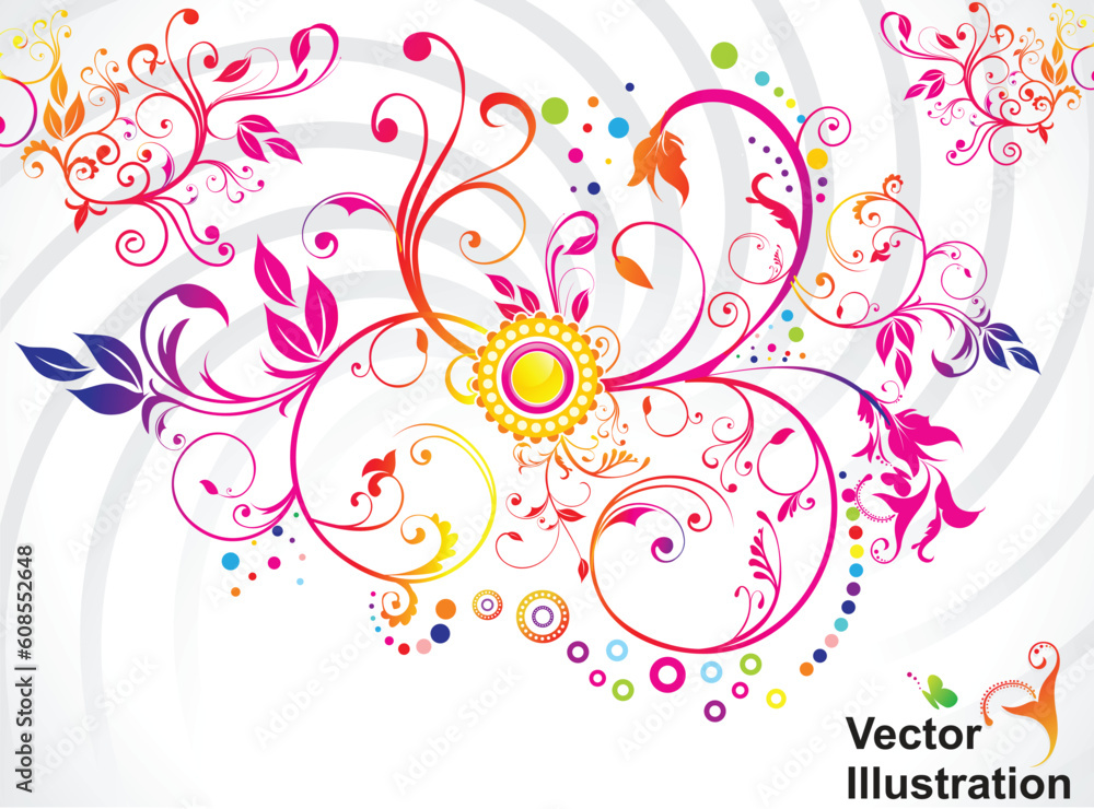 abstract colorful floral background with cirrcle vector illustration
