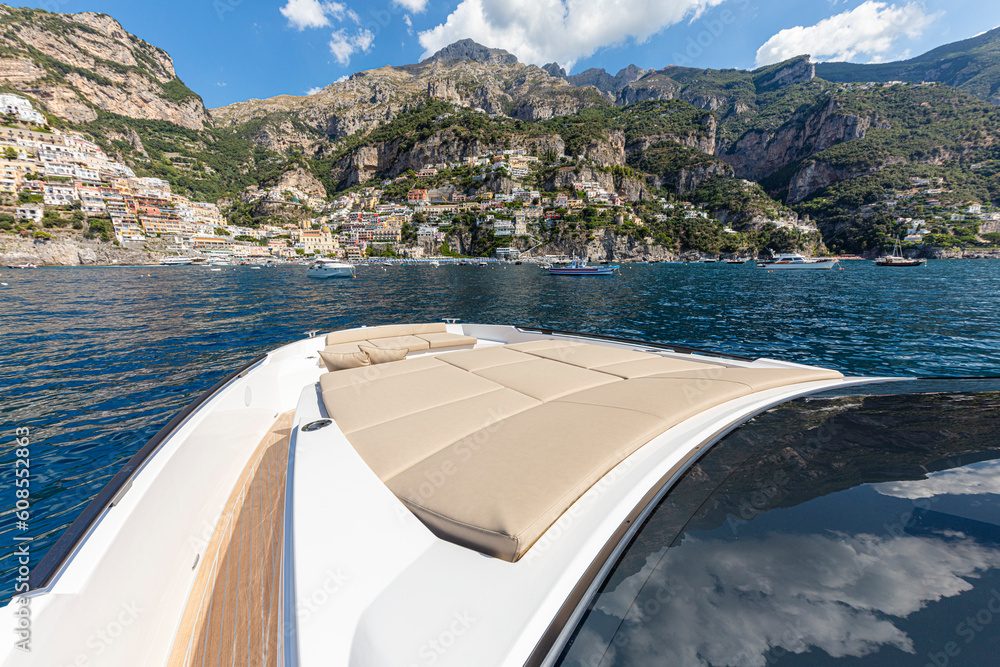 yacht prow view on board on the sea