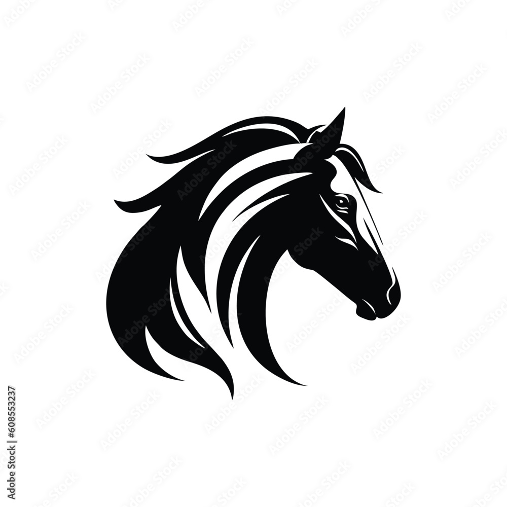 horse logo design black and white