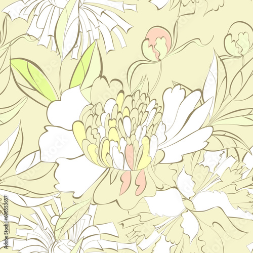 Seamless pattern with decorative flowers