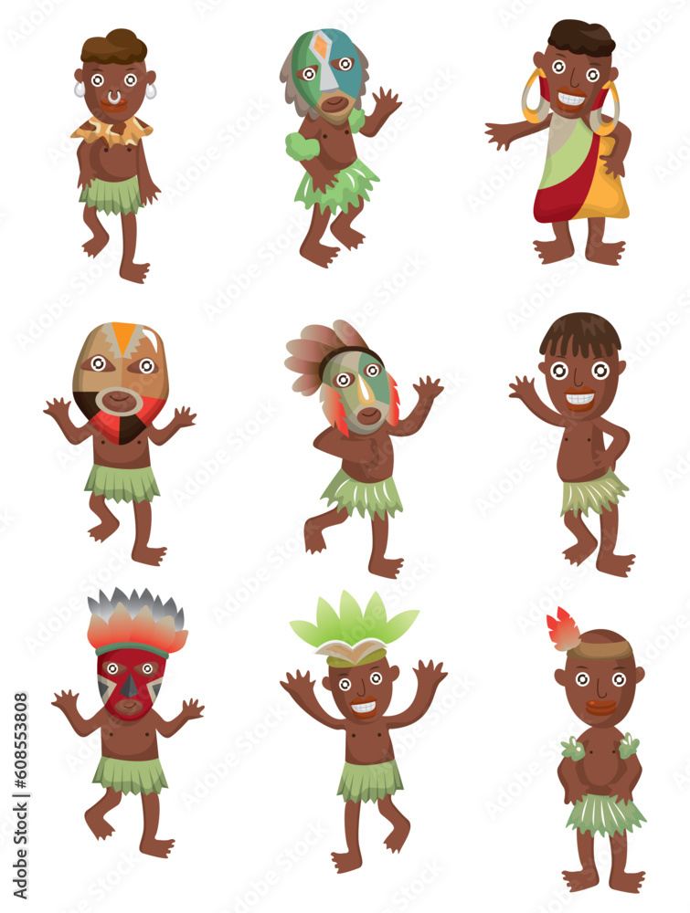 cartoon Africa Indigenous icons