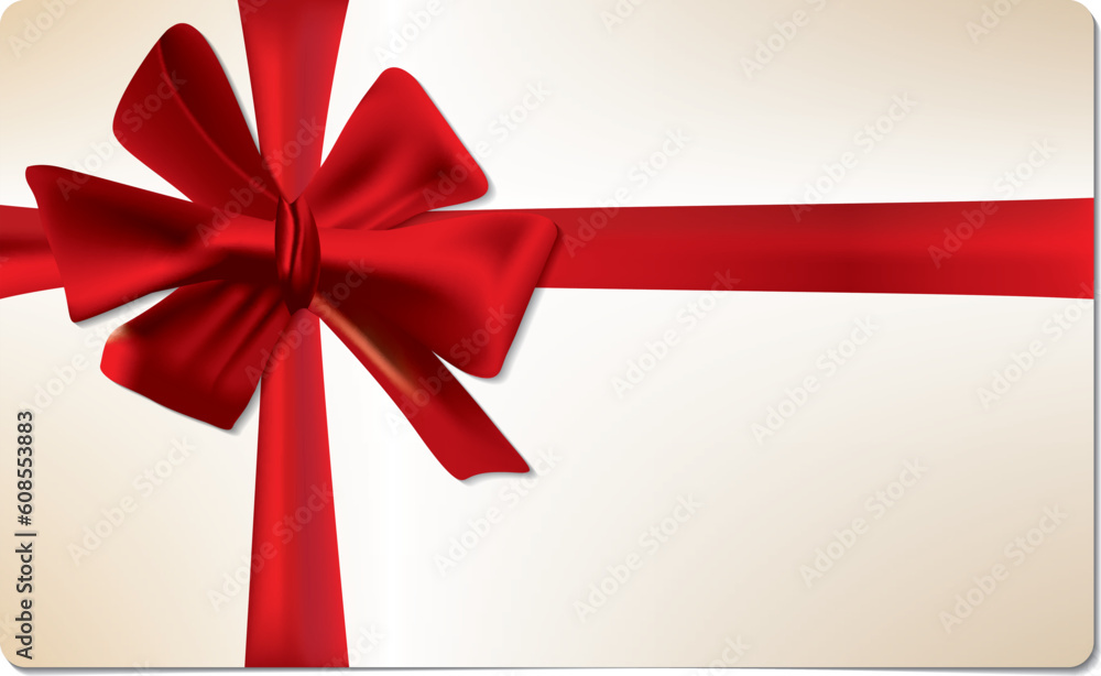 Blank gift card with red bow for celebrations and holidays. Vector illustration Blank gift card with red bow for celebrations and holidays. Vector illustration