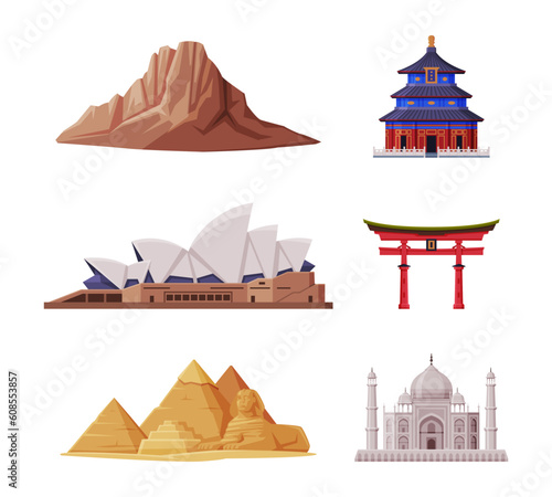 Travel and Tourism with Famous City Landmark Vector Set