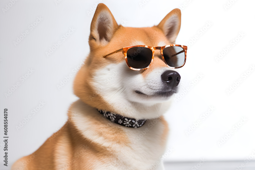 Shiba Inu wearing sunglasses portrait