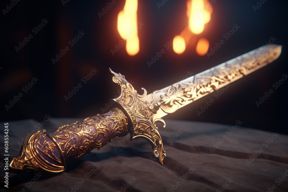 Fantasy medieval sword.Generative Ai Fantasy medieval sword.Generative Ai