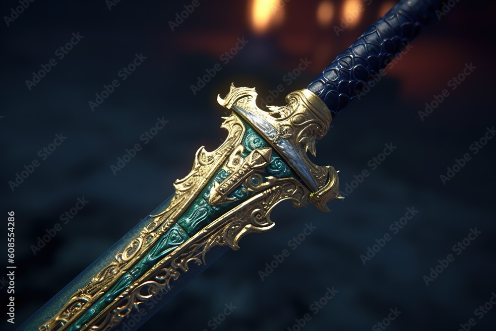Fototapeta premium Fantasy medieval sword.Generative Ai
