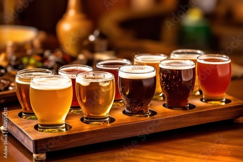 Assorted beers draft beer in glasses Generated with AI