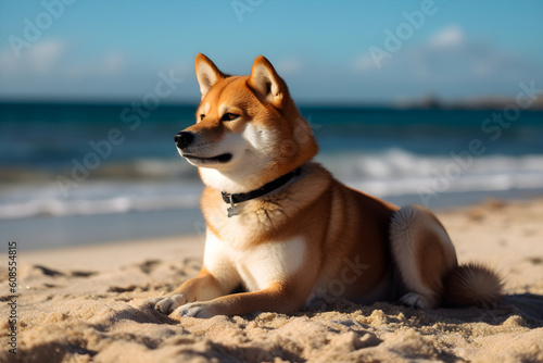 Shiba Inu on beach