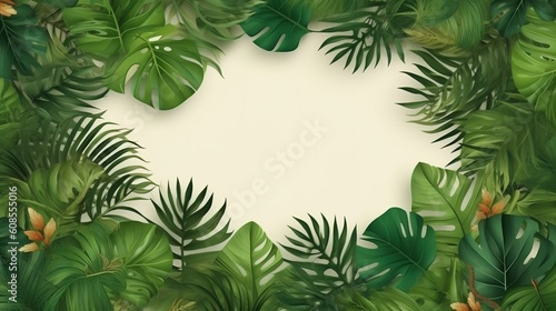 A lush green foliage against a white background. Generative ai