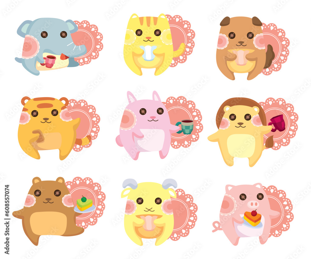 cartoon animal Afternoon Tea time cartoon animal Afternoon Tea time