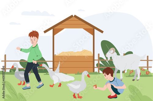 Contact Farm Flat Background