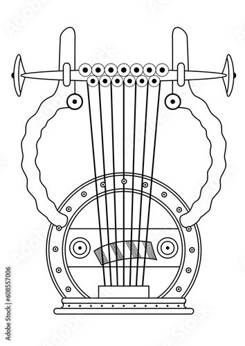 Illustration of the antique Greek Lyra - vector. This file is vector, can be scaled to any size without loss of quality.