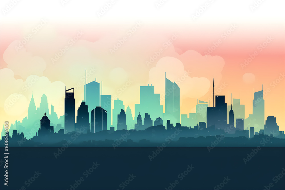 city skyline sunset illustration