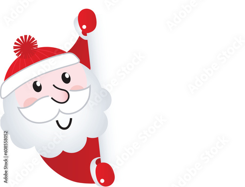 Cute retro Santa holding blank sign - vector Illustration.