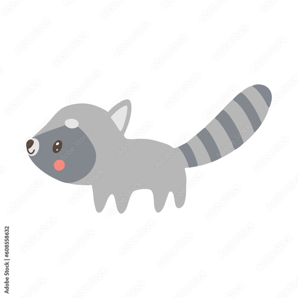 Adorable raccoon in flat style. Vector illustration. Adorable raccoon in flat style. Vector illustration.