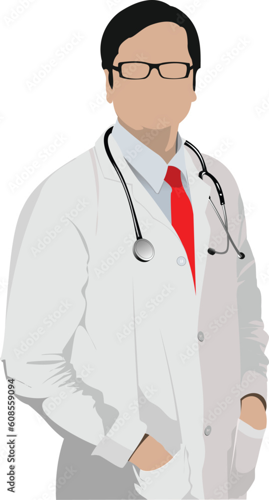 Medical doctor with stethoscope. Vector illustration