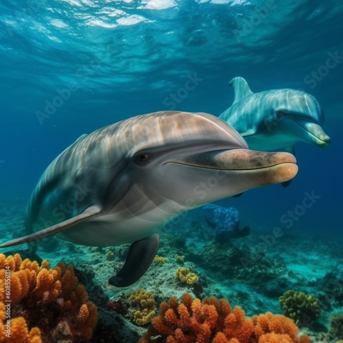 Dolphins in the Red Sea. Egypt. Luxury diving.