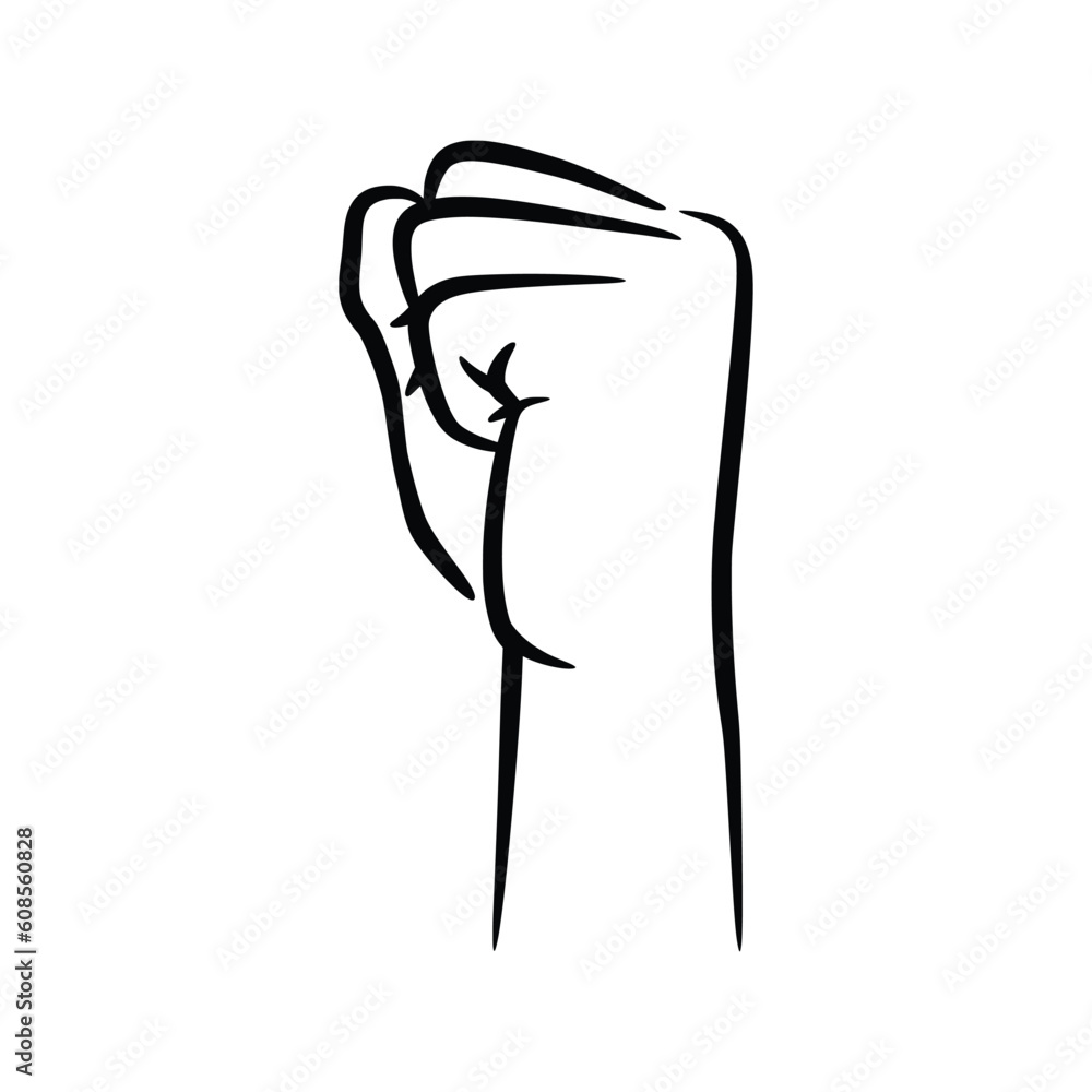 Human fist punch line art vector illustration Human fist punch line art vector illustration