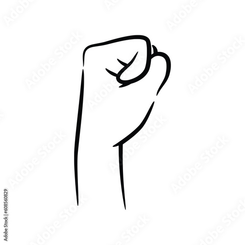 Human fist punch line art vector illustration
