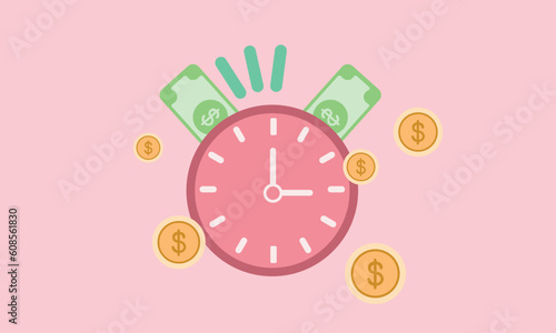 Alarm clock with Investing money to grow in time concept. Business investments earnings and financial savings , fast money, quick loan.