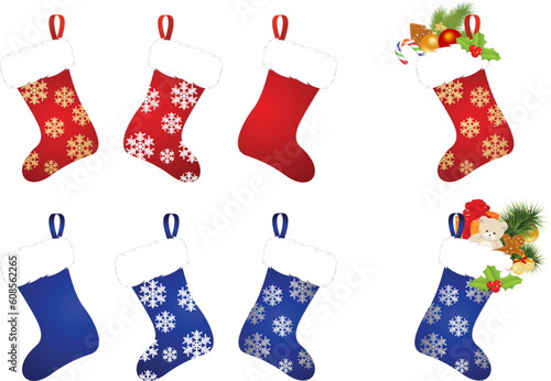 Christmas stocking isolated on a white background. Vector illustration.