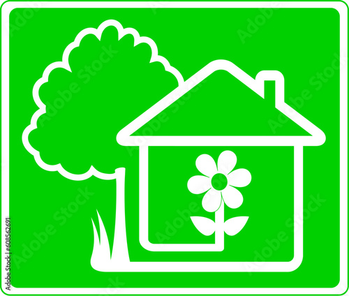 green sign of beautiful country house and garden