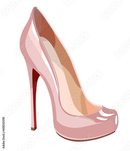 Elegant pink shoe. Vector illustration