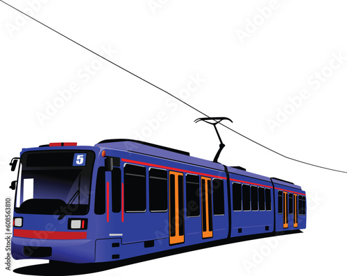 City transport. Tram. Vector illustration