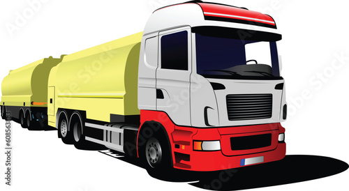 Truck with trailer isolated on white background vector illustration