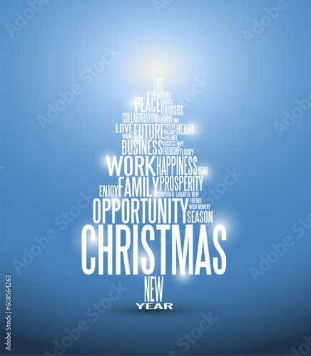 Vector Abstract christmas tree made from white season words
