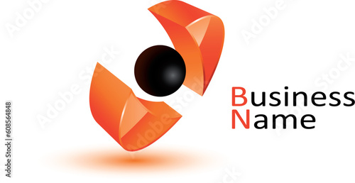 3d Abstract business logo - orange color