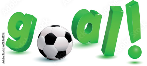 3d goal text with soccer ball
