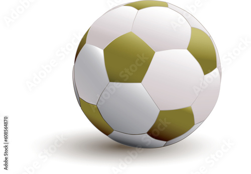 soccer ball with golden pentagon part on white background - vector