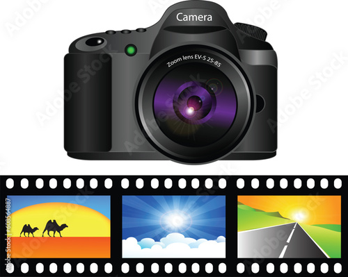 realistic vector 3d illustration of camera isolated over white background