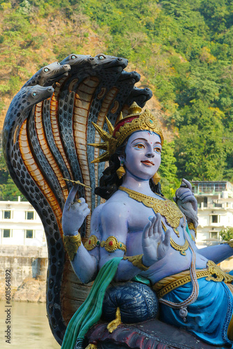 Photography Lord Vishnu is seated on the snake Ananta Shesha