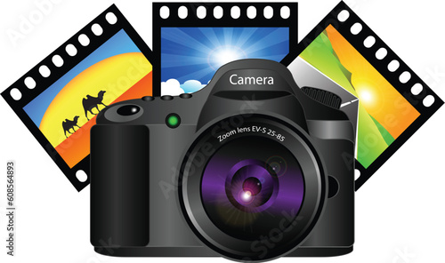 realistic vector 3d illustration of camera isolated over white background
