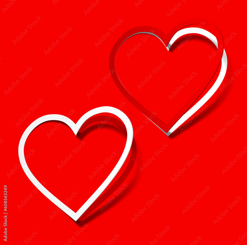 I love you heart sticker red scarlet realistic shadow symbol sign object paper emotion