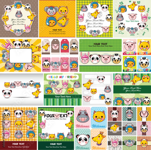 cartoon animal face card