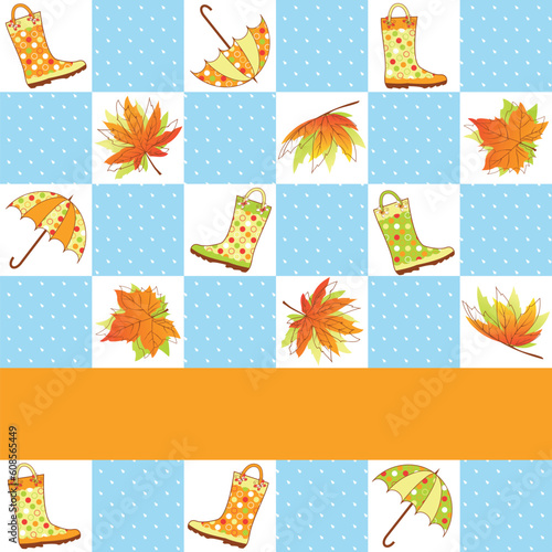 Colorful autumn rain seamless pattern background