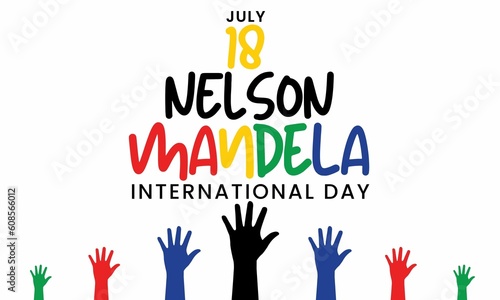 HappyJuly 18 Nelson Mandela international day banner or illustration with hand icon 4th of july - 6