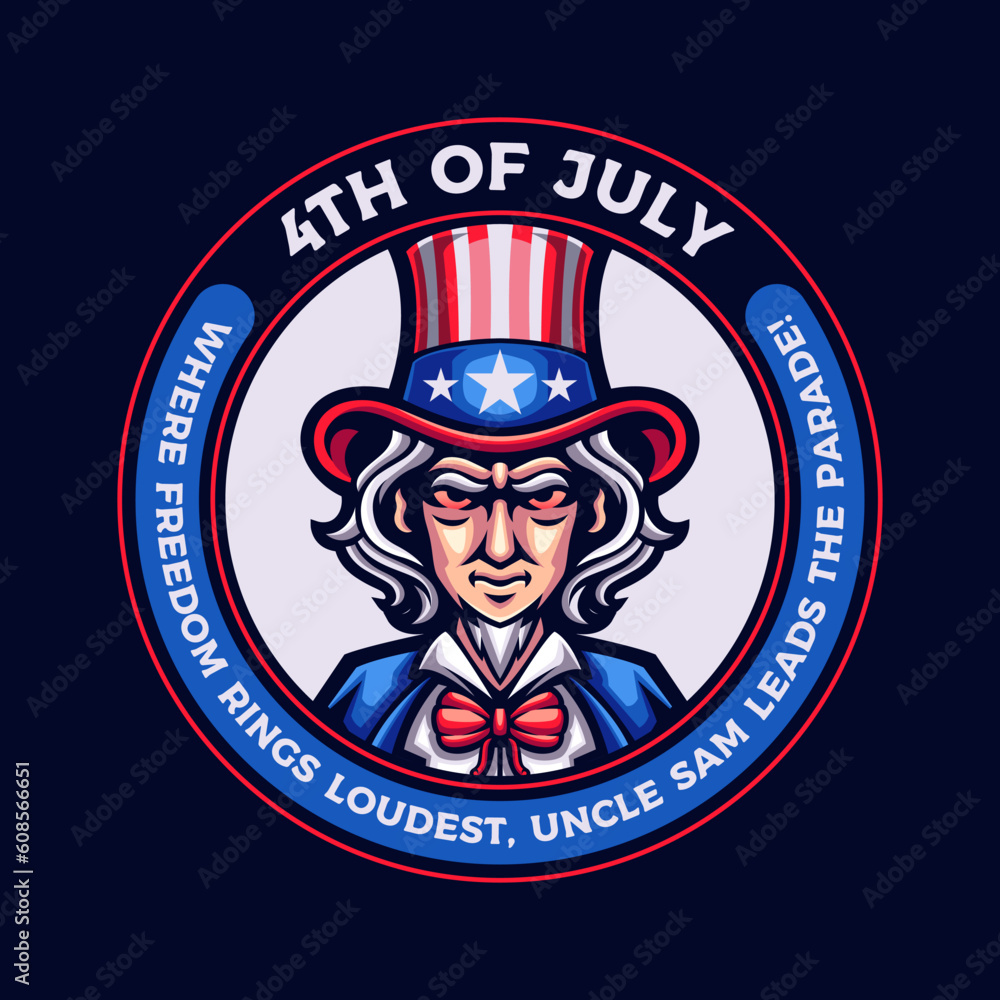 Obraz premium Uncle Sam 4th of july American independence day mascot cartoon