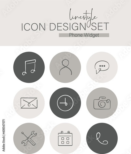 Linestyle Icon Design Set Phone Widget
