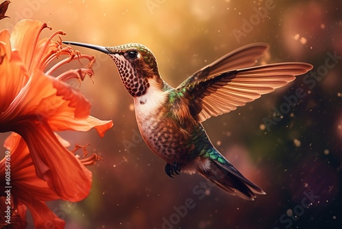 Flying Bird with A Beautiful Flower © twilight mist