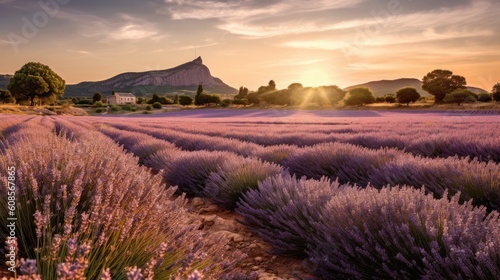 A landscape of a lavender field in Provence - Generative AI
